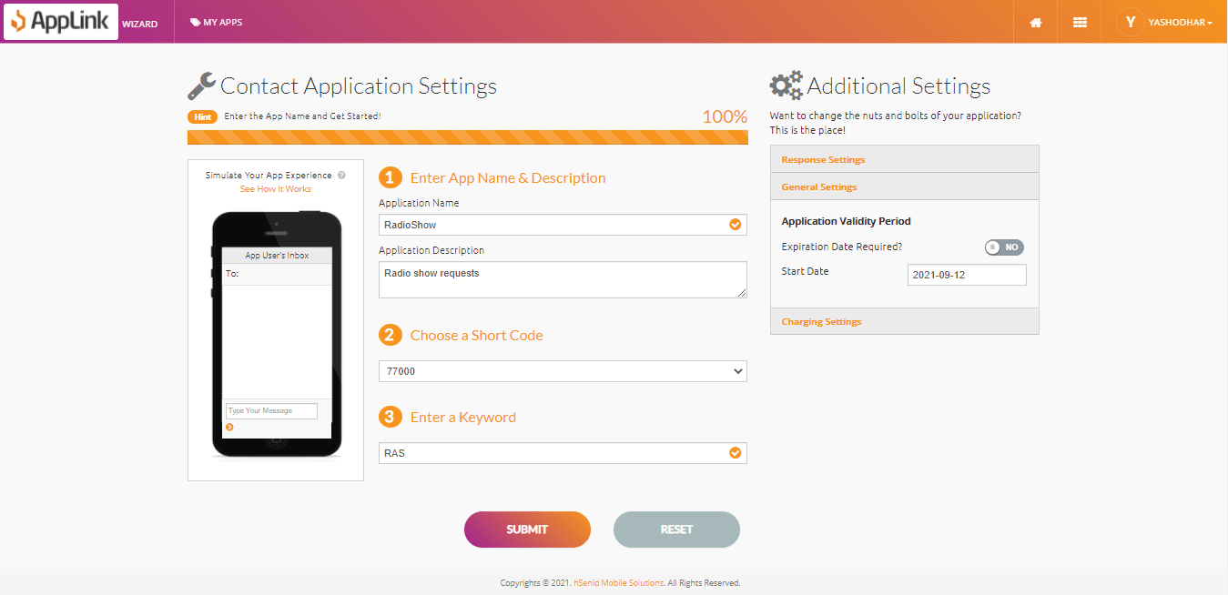 Screenshot of step 2: Fill in the application details.