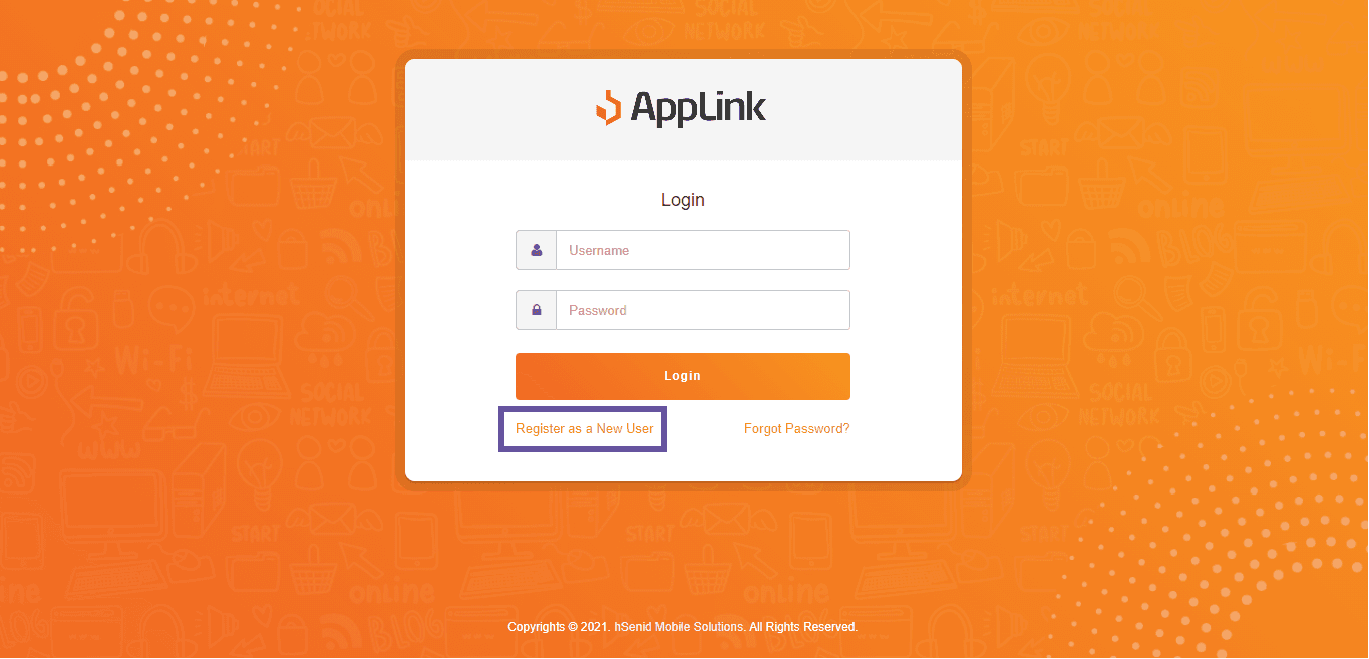 Screenshot of step 2: Click Register as a New User.