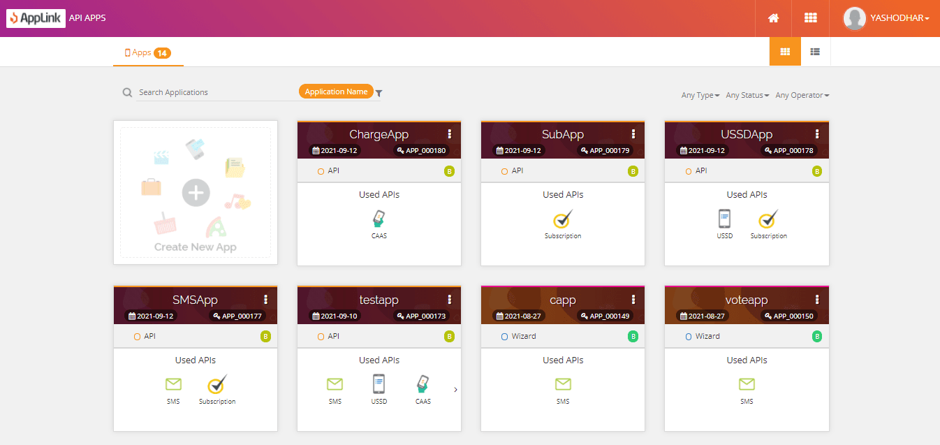 Screenshot of step 17: View your created applications.