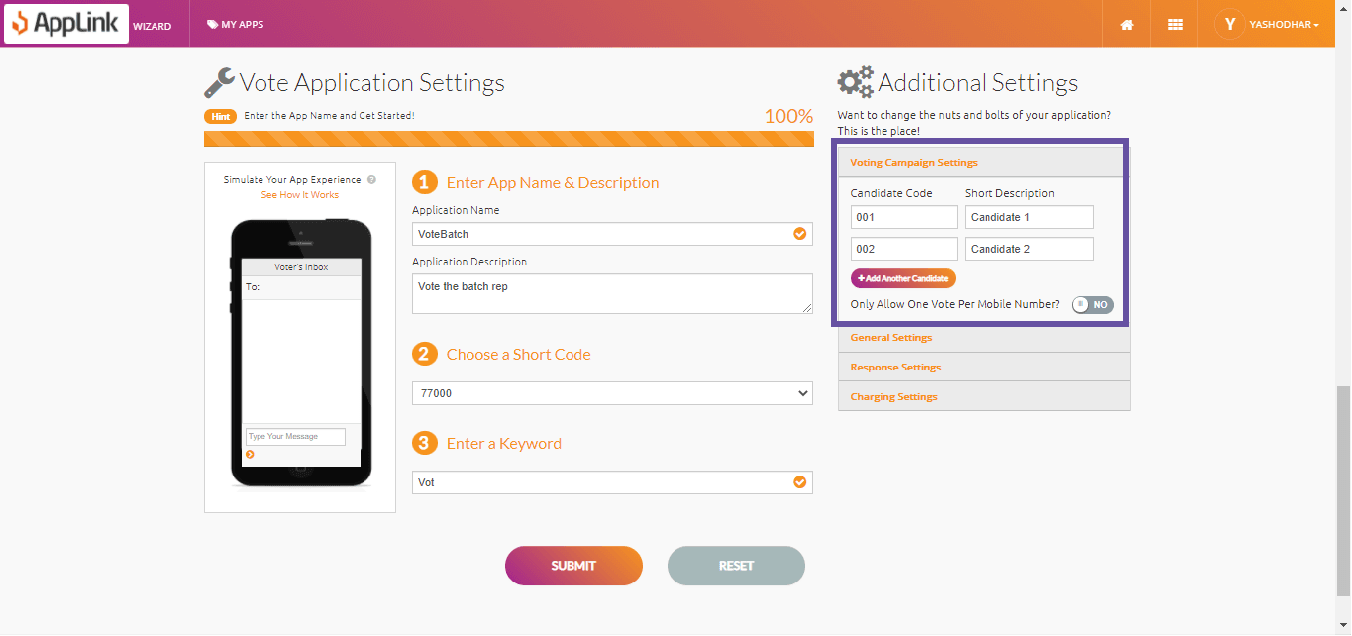 Screenshot of step 3: Fill in the voting campaign details.